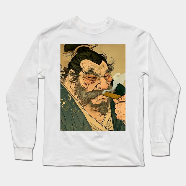 Puff Sumo Smoking a Cigar: "Nothing Bothers Me When I'm Smoking a Cigar" Long Sleeve T-Shirt by Puff Sumo